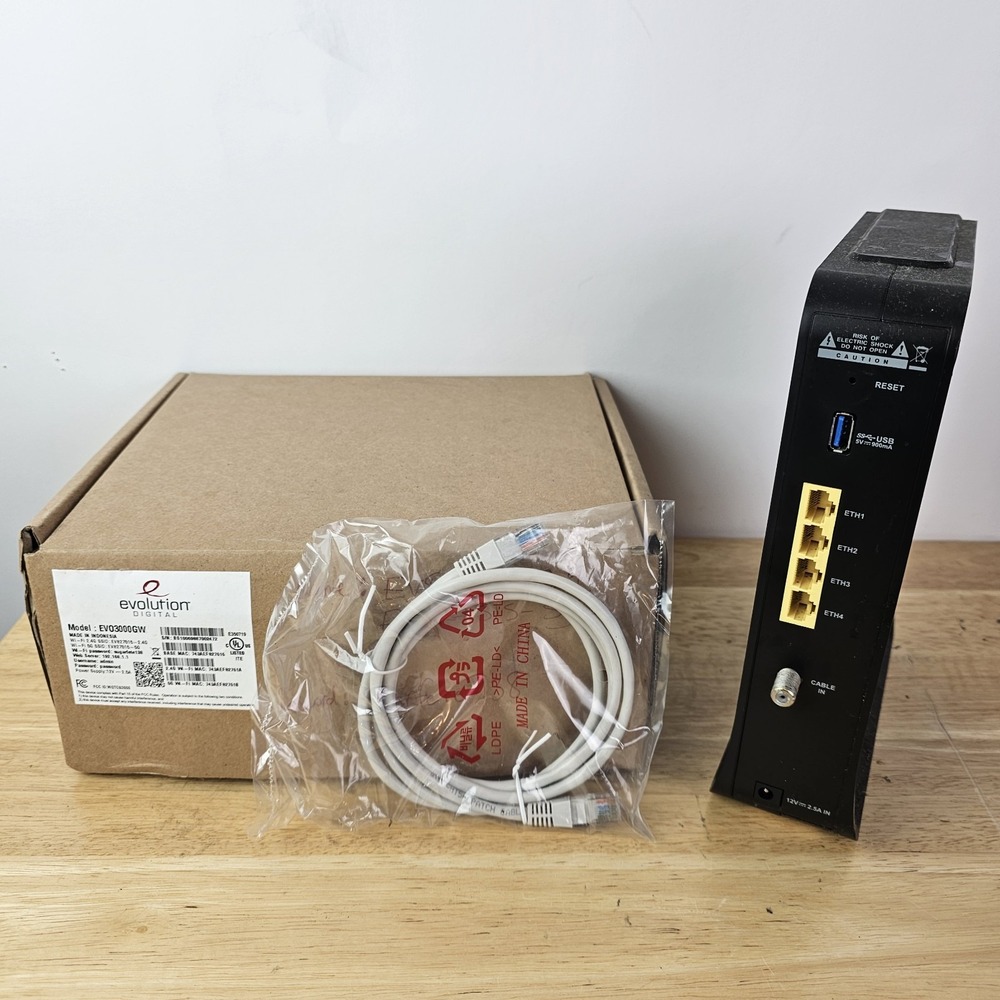 EVO3000GW:โ Wi-Fi 5 DOCSIS 3.1 Gateway Black Cable Modem WIFI Router Used